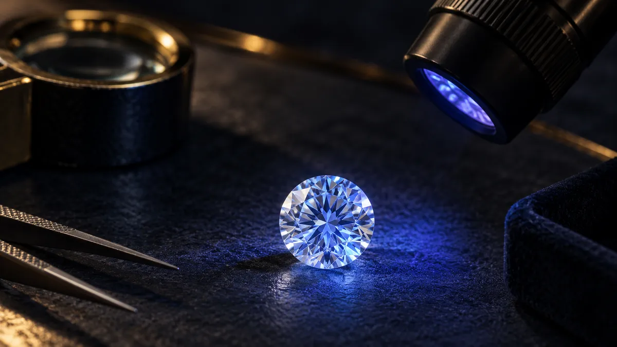 Fluorescența diamantului: avantaj, defect sau caracteristică